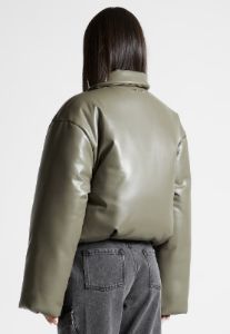 Leather Padded Bomber Jacket - Khaki sold by Maniere De Voir