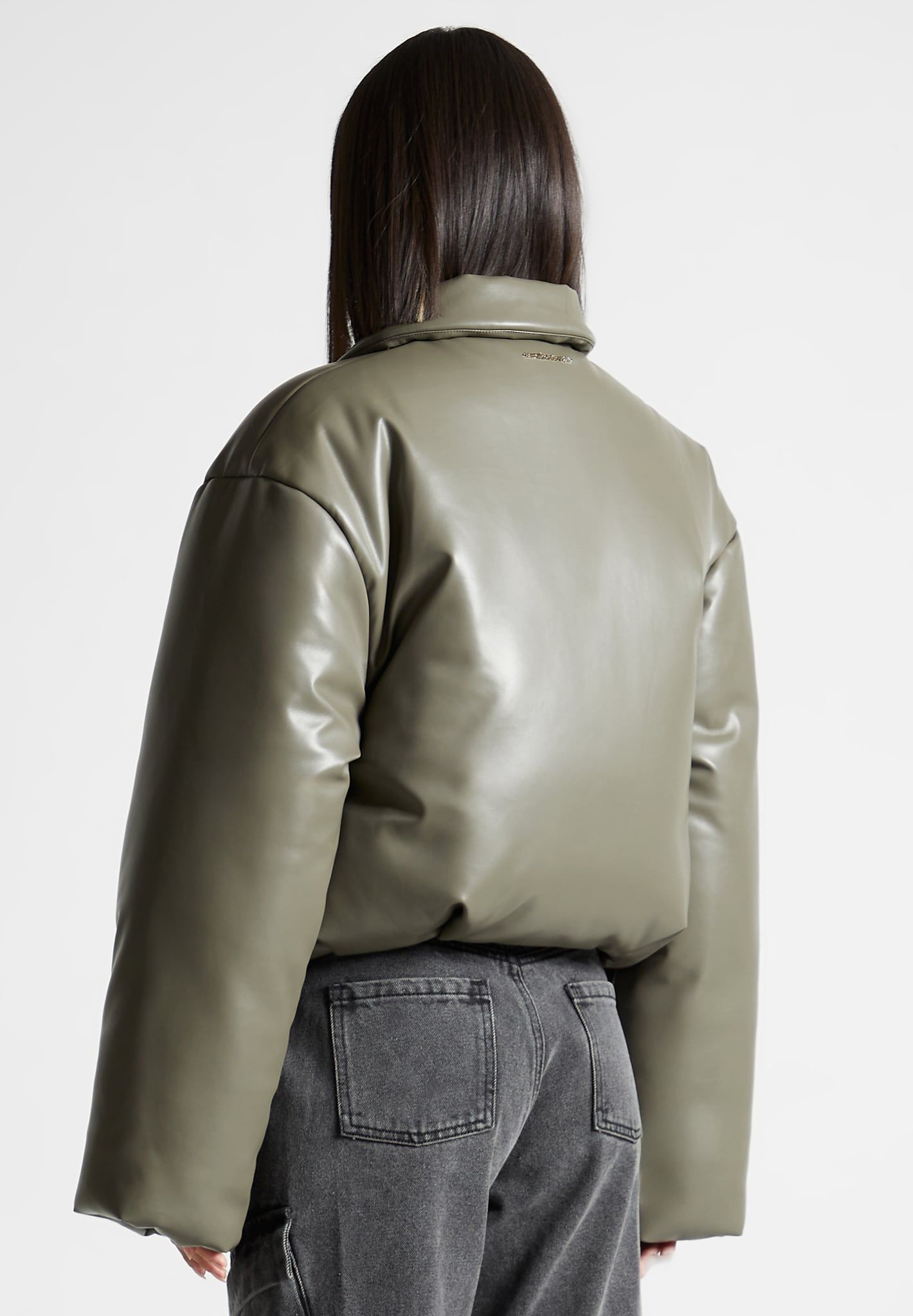 Leather Padded Bomber Jacket - Khaki sold by Maniere De Voir product image thumbnail 5