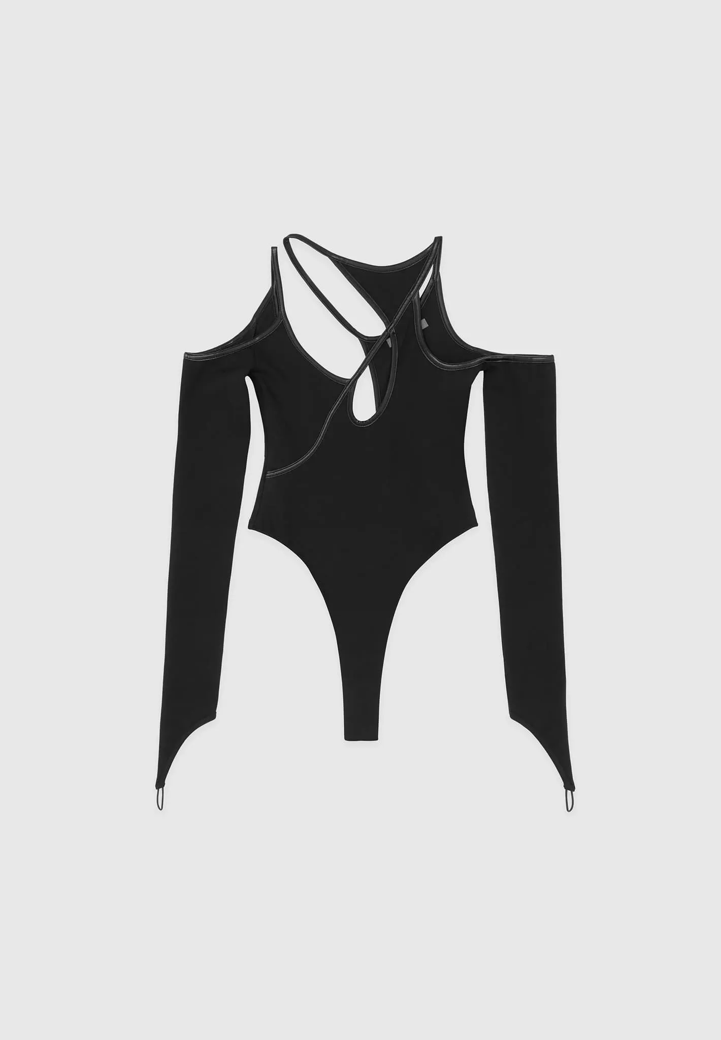 Contrast Asymmetric Bodysuit - Black sold by Maniere De Voir product image thumbnail 5