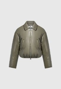 Leather Padded Bomber Jacket - Khaki sold by Maniere De Voir