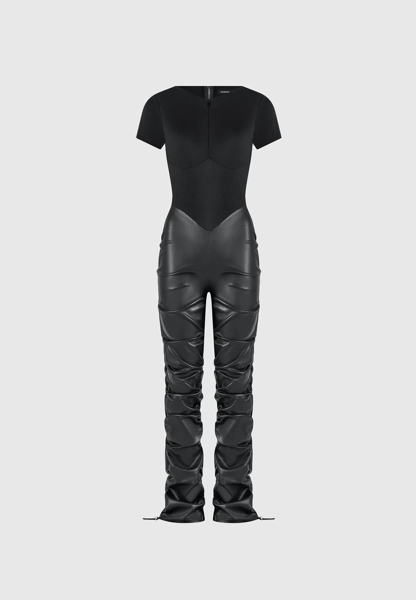 Tacked Leather T-Shirt Jumpsuit - Black sold by Maniere De Voir product image thumbnail 2