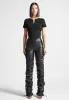 Tacked Leather T-Shirt Jumpsuit - Black sold by Maniere De Voir