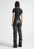 Tacked Leather T-Shirt Jumpsuit - Black sold by Maniere De Voir