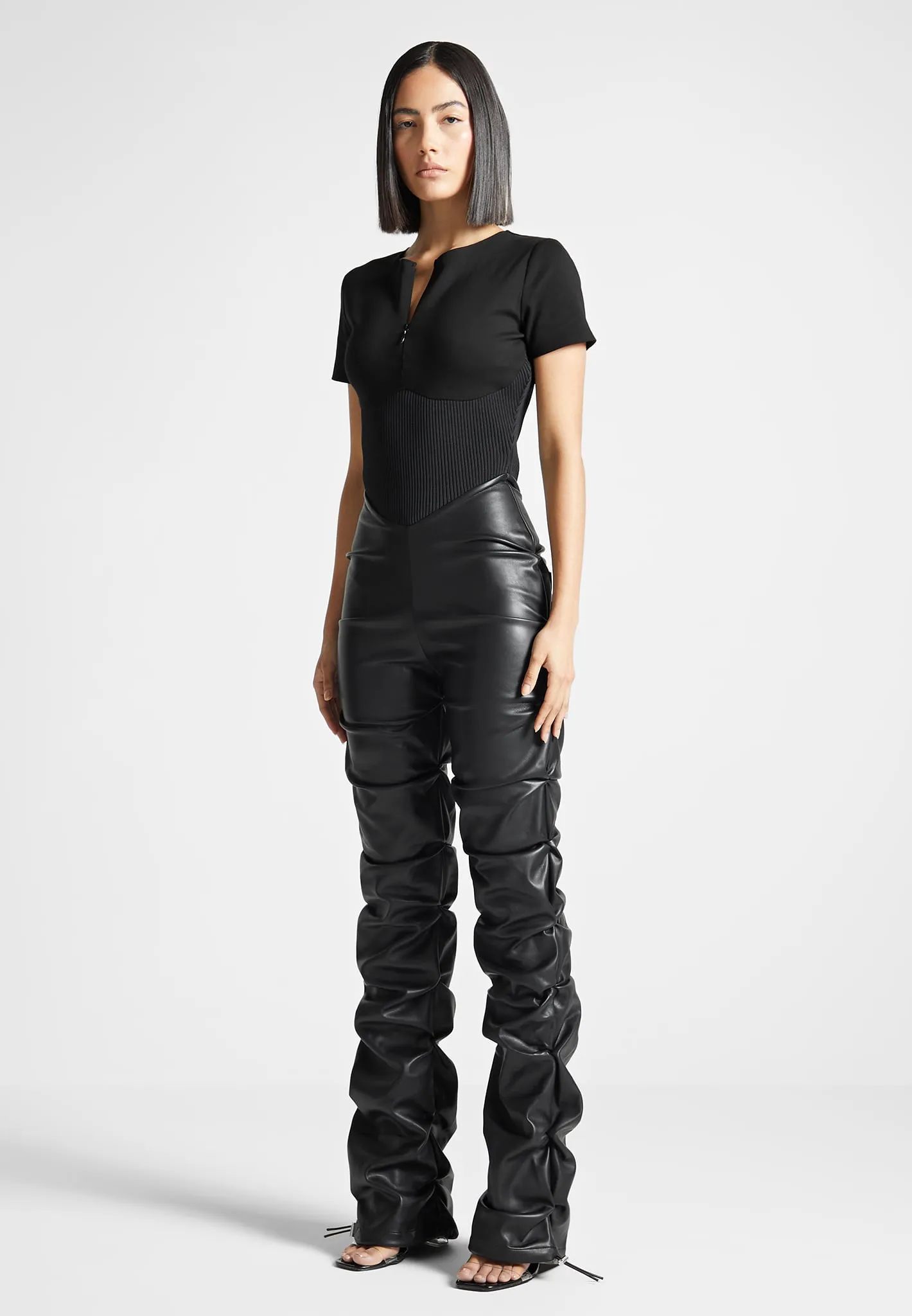 Tacked Leather T-Shirt Jumpsuit - Black sold by Maniere De Voir product image thumbnail 5