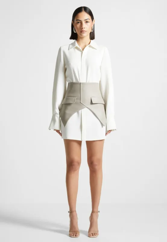 Corset Shirt Dress - White/Beige sold by Maniere De Voir