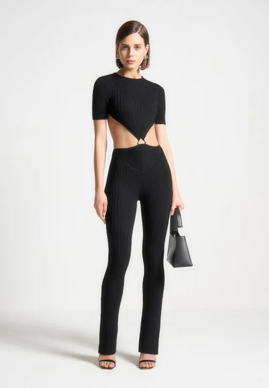 Knitted Backless Jumpsuit - Black sold by Maniere De Voir