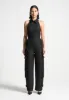 Tailored Halterneck Cargo Jumpsuit - Black sold by Maniere De Voir