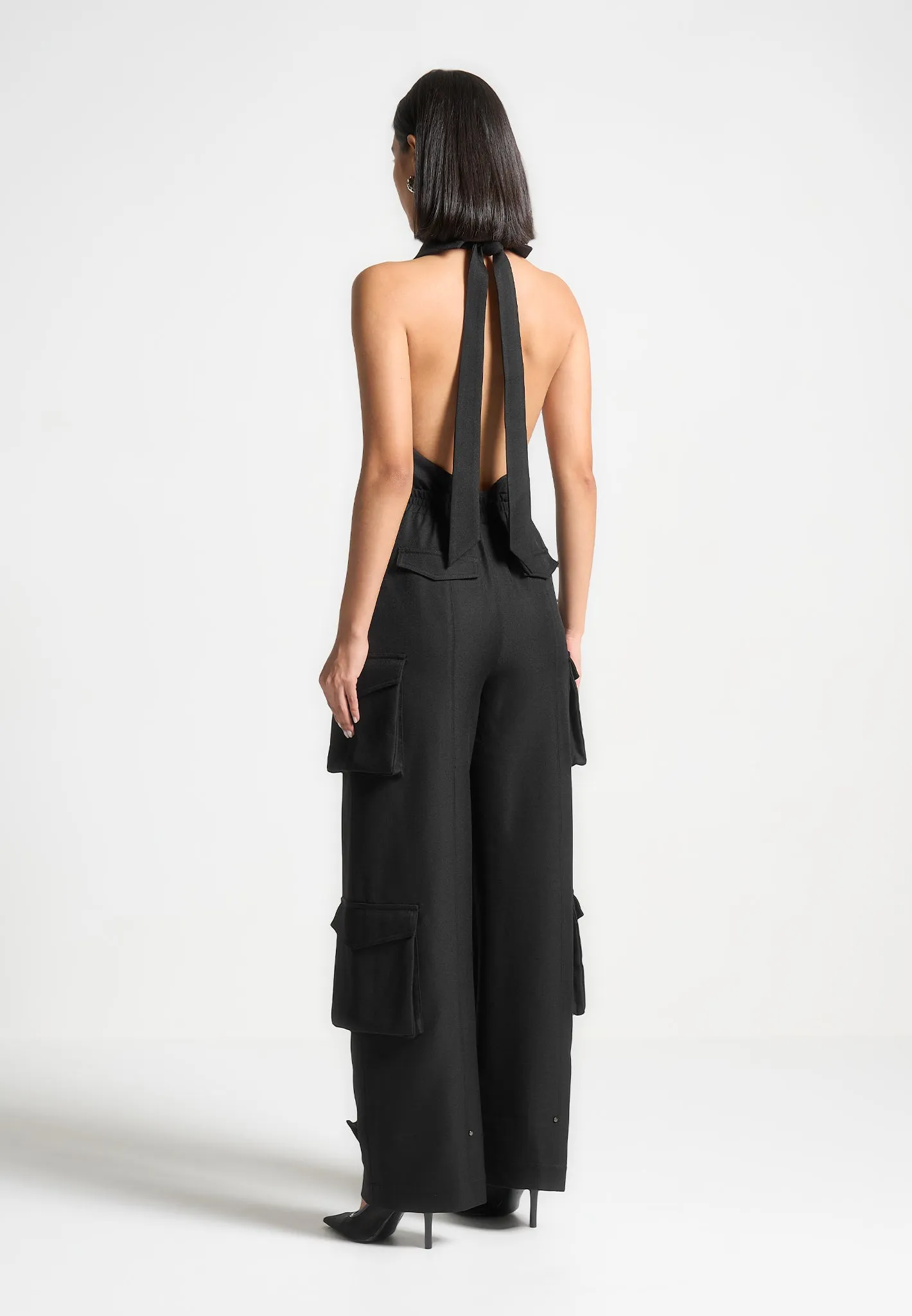 Tailored Halterneck Cargo Jumpsuit - Black sold by Maniere De Voir product image thumbnail 4