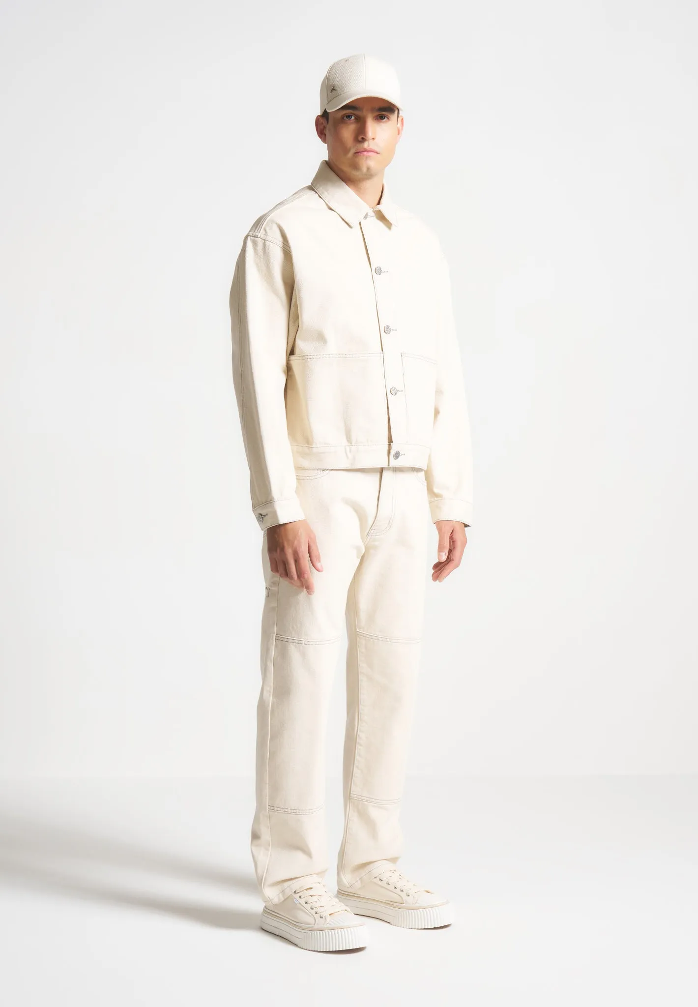Contrast Stitch Carpenter Jean - Cream sold by Maniere De Voir product image thumbnail 3