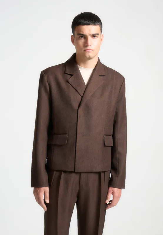 Hector - Double Breasted Tailored Cropped Blazer - Brown sold by Maniere De Voir