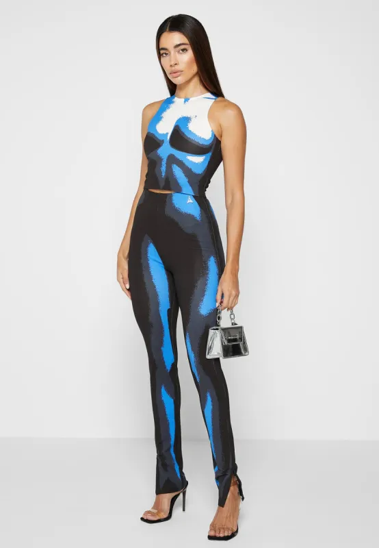 Body Print Racer Top - White/Blue sold by Maniere De Voir