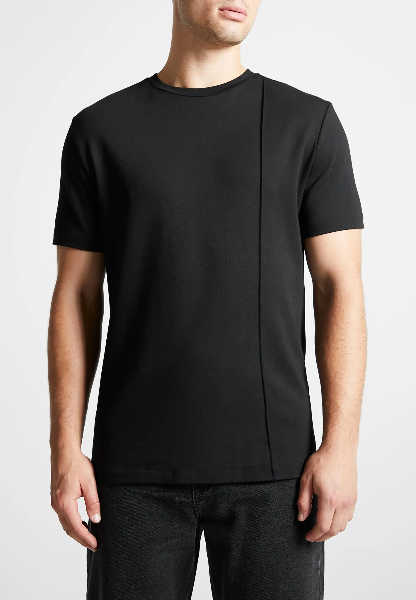 Éternel Regular Fit Cotton T-Shirt with Pintuck - Black sold by Maniere De Voir product image thumbnail 4