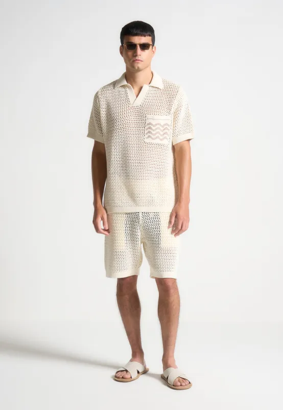 Crochet Knit Shorts - Cream sold by Maniere De Voir