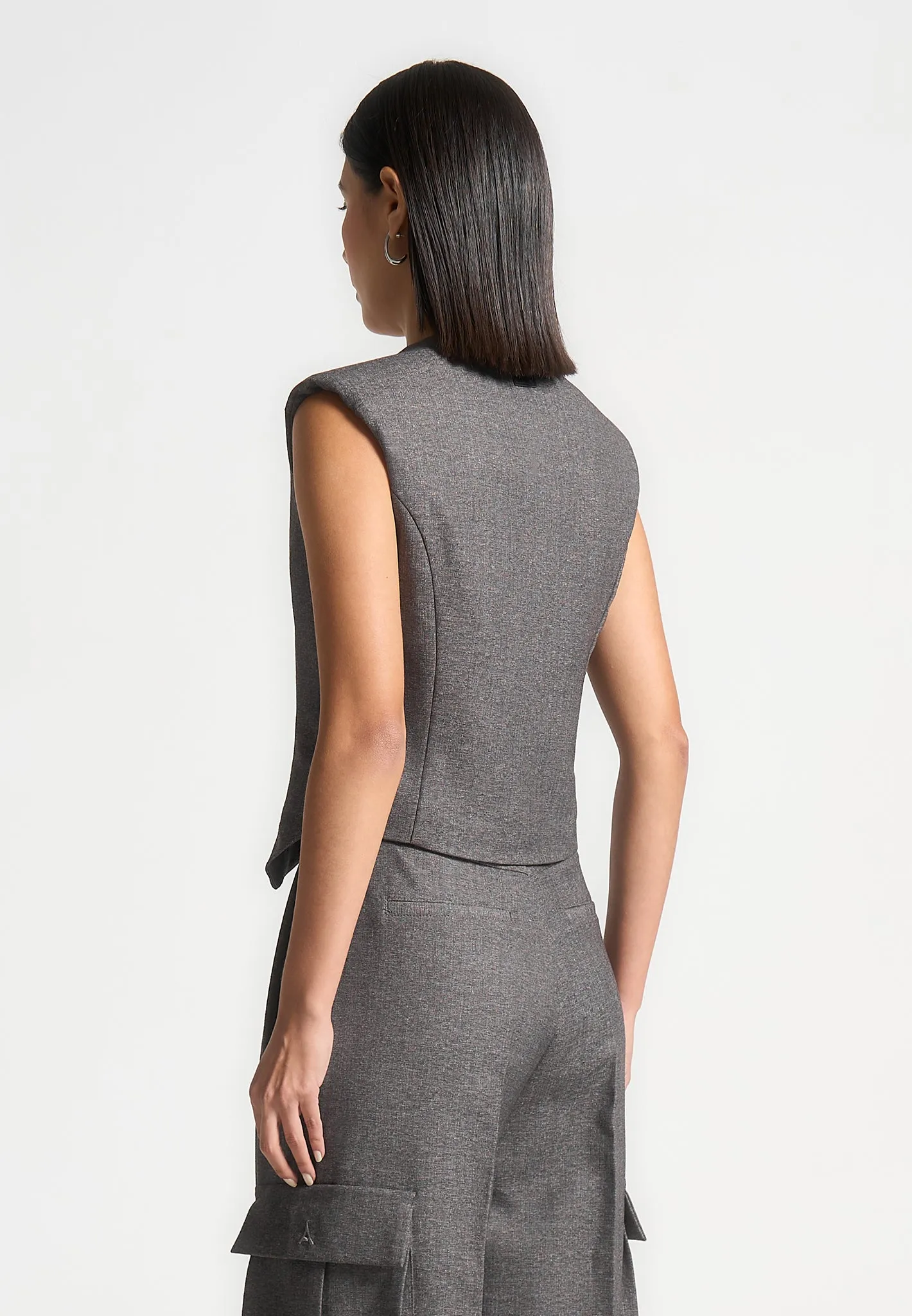 Laurence - Textured Tailored Wrap Waistcoat - Grey Marl sold by Maniere De Voir product image thumbnail 3