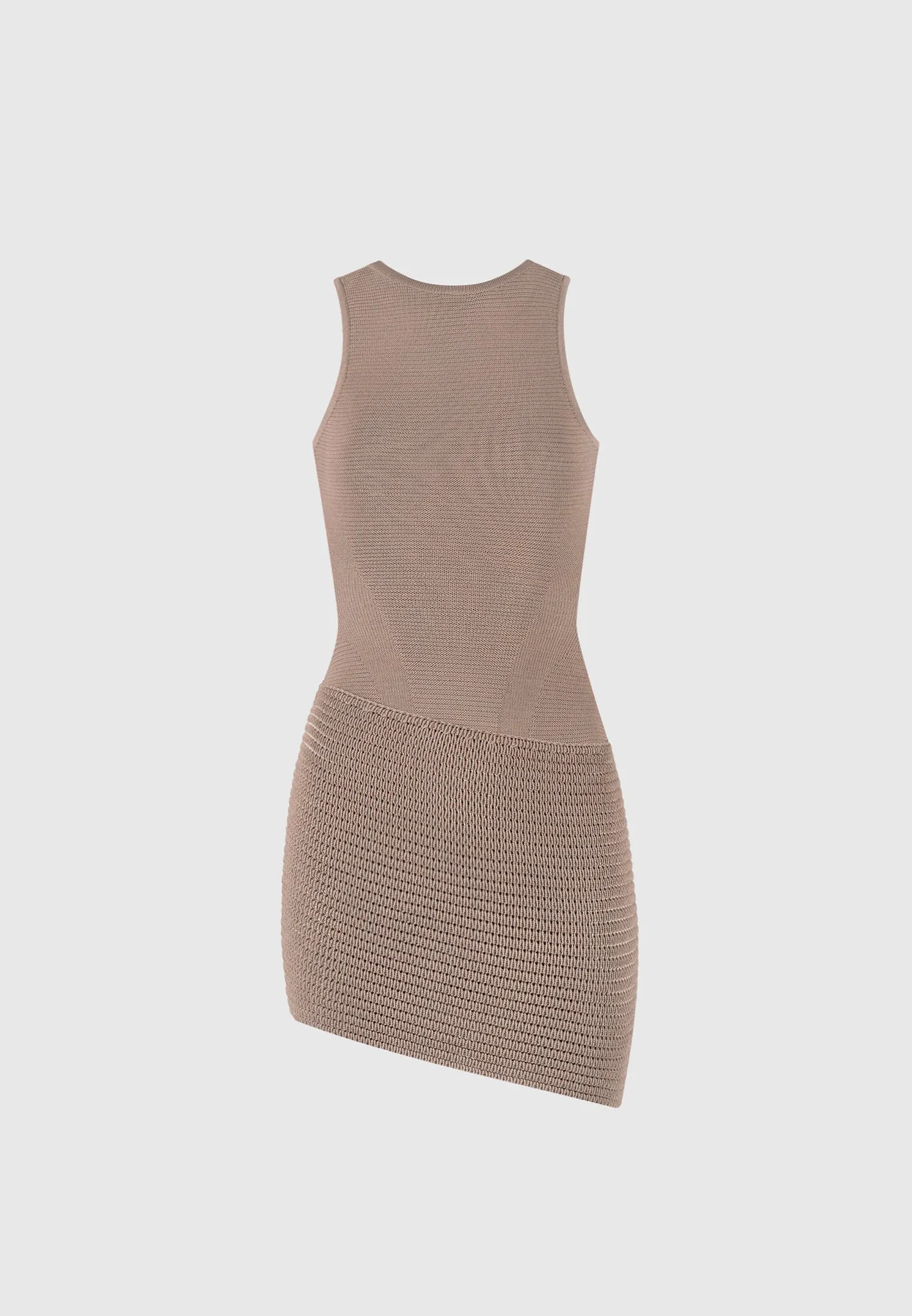 Asymmetric Knit Mini Dress - Taupe/Beige sold by Maniere De Voir product image thumbnail 5