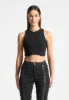 Tacked Ribbed Crop Top - Black sold by Maniere De Voir