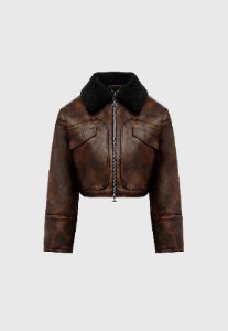 Vintage Leather Jacket with Detachable Collar - Brown sold by Maniere De Voir