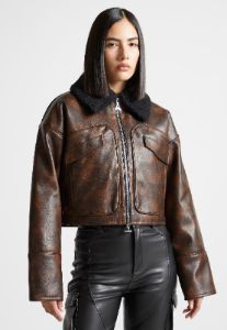 Vintage Leather Jacket with Detachable Collar - Brown sold by Maniere De Voir