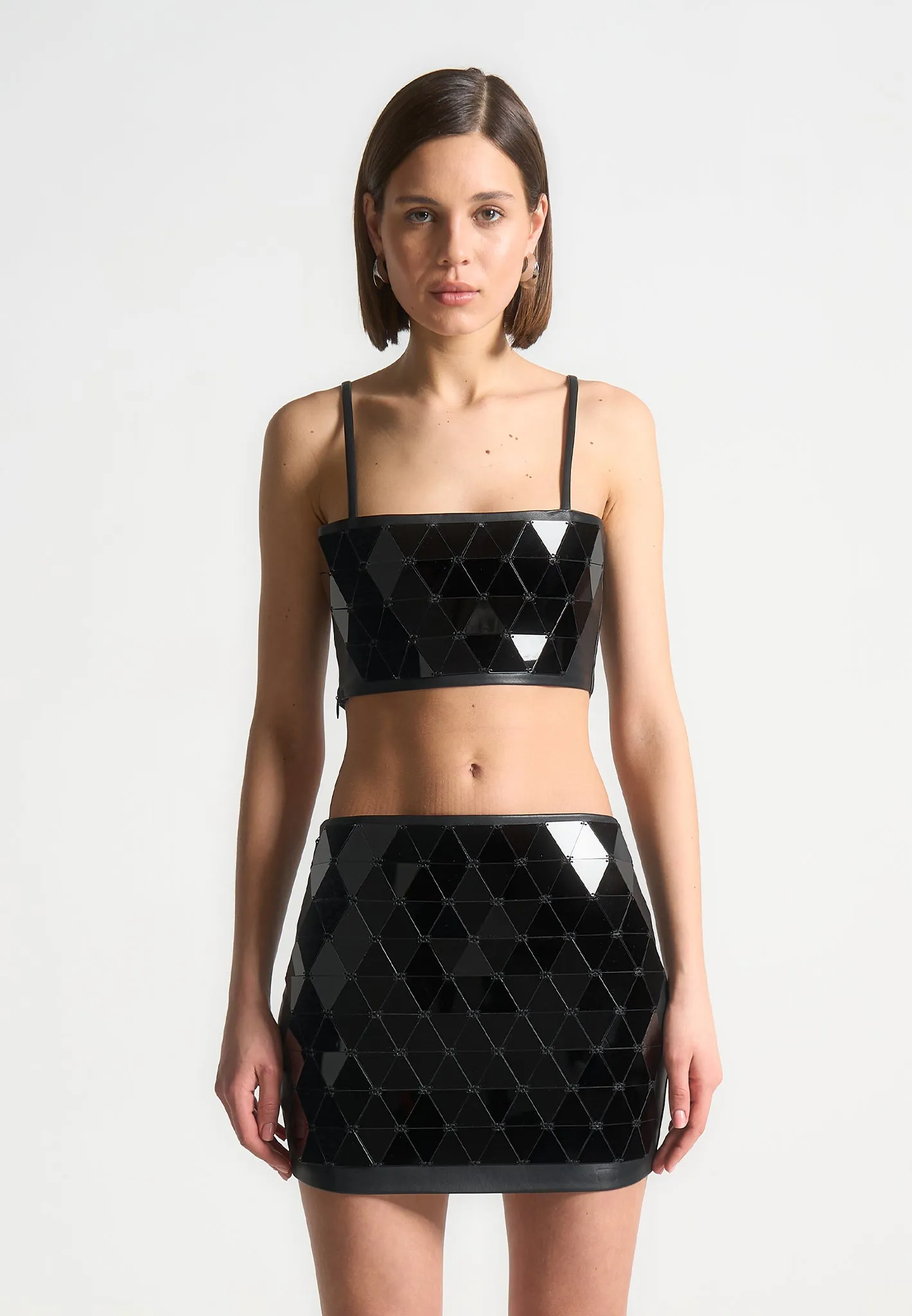 Leather Mirrored Bandeau Top - Black/Black sold by Maniere De Voir product image thumbnail 3