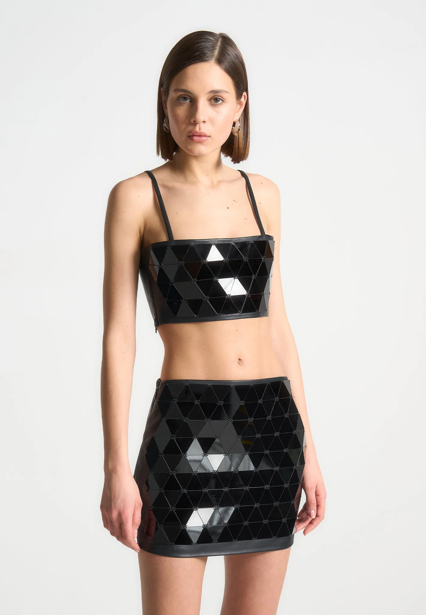 Leather Mirrored Bandeau Top - Black/Black sold by Maniere De Voir