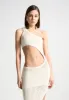 Asymmetric Crochet Knit Cut Out Maxi Dress - Cream sold by Maniere De Voir