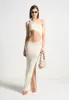 Asymmetric Crochet Knit Cut Out Maxi Dress - Cream sold by Maniere De Voir