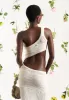 Asymmetric Crochet Knit Cut Out Maxi Dress - Cream sold by Maniere De Voir