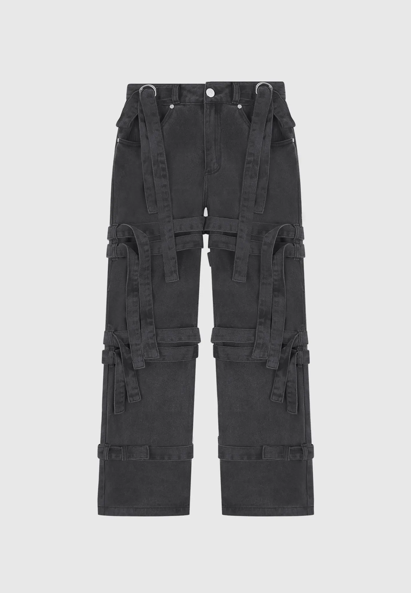 Talia - Denim Strap Cargo Jeans - Washed Black sold by Maniere De Voir product image thumbnail 5