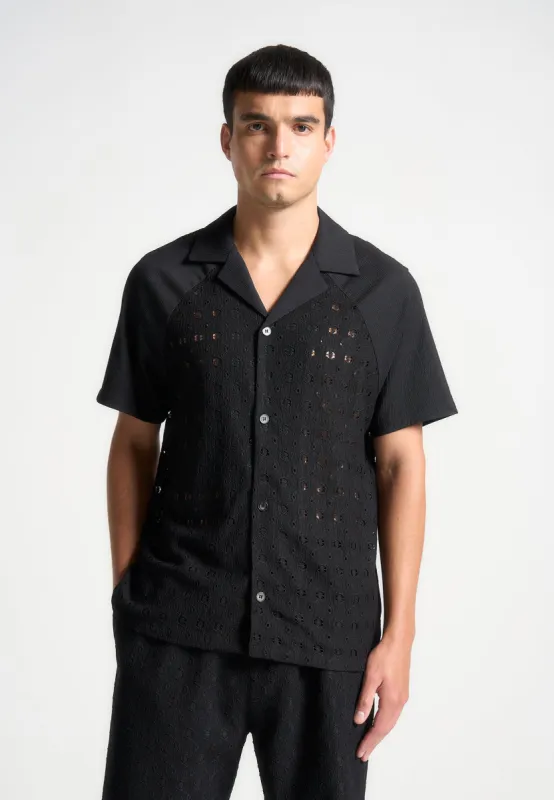 Textured Raglan Shirt - Black sold by Maniere De Voir