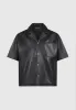 Boxy Leather Revere Shirt - Black sold by Maniere De Voir