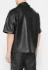 Boxy Leather Revere Shirt - Black sold by Maniere De Voir