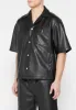 Boxy Leather Revere Shirt - Black sold by Maniere De Voir