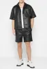 Boxy Leather Revere Shirt - Black sold by Maniere De Voir