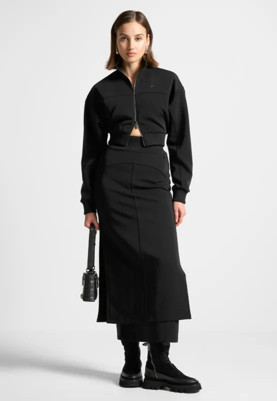 Double Zip Track Jacket - Black made by Maniere De Voir