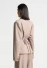 Wide Shoulder Tailored Blazer with Twin Belt - Taupe sold by Maniere De Voir