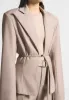 Wide Shoulder Tailored Blazer with Twin Belt - Taupe sold by Maniere De Voir