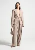 Wide Shoulder Tailored Blazer with Twin Belt - Taupe sold by Maniere De Voir