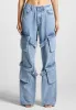 Strap Detail Cargo Jeans - Mid Blue sold by Maniere De Voir