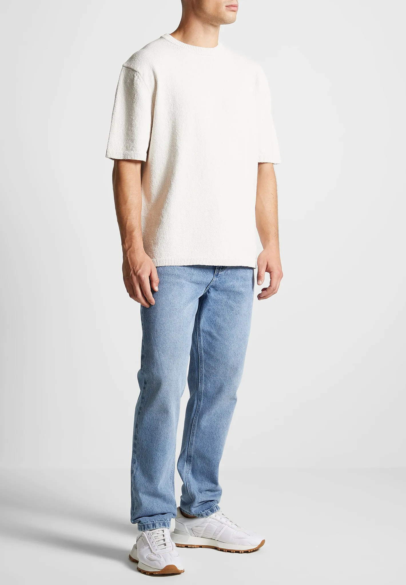 Boucle Knit Oversized Fit T-Shirt - Cream sold by Maniere De Voir product image thumbnail 3