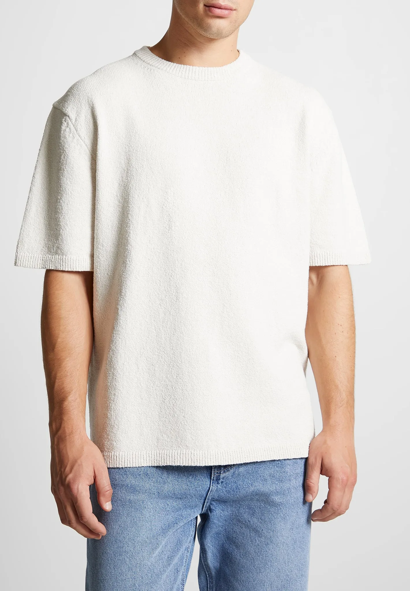 Boucle Knit Oversized Fit T-Shirt - Cream sold by Maniere De Voir