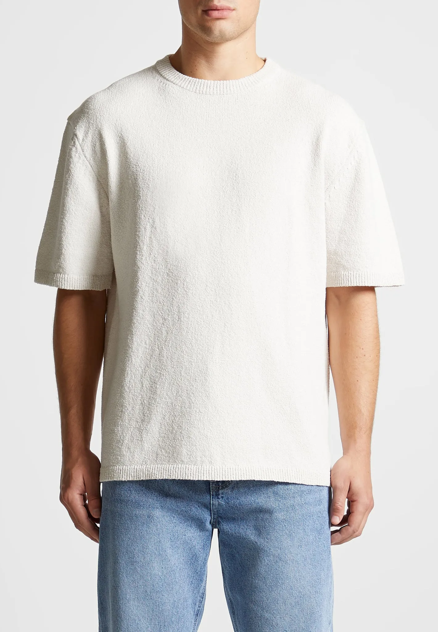 Boucle Knit Oversized Fit T-Shirt - Cream sold by Maniere De Voir product image thumbnail 4