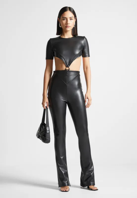 Leather Backless Jumpsuit - Black sold by Maniere De Voir