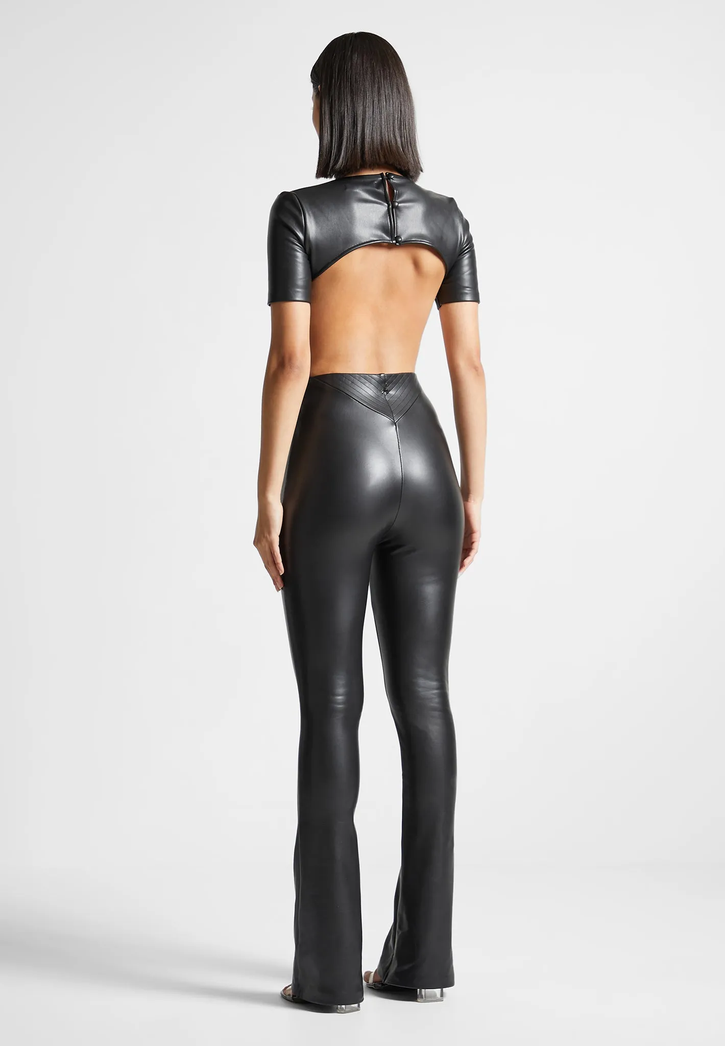 Leather Backless Jumpsuit - Black sold by Maniere De Voir product image thumbnail 4