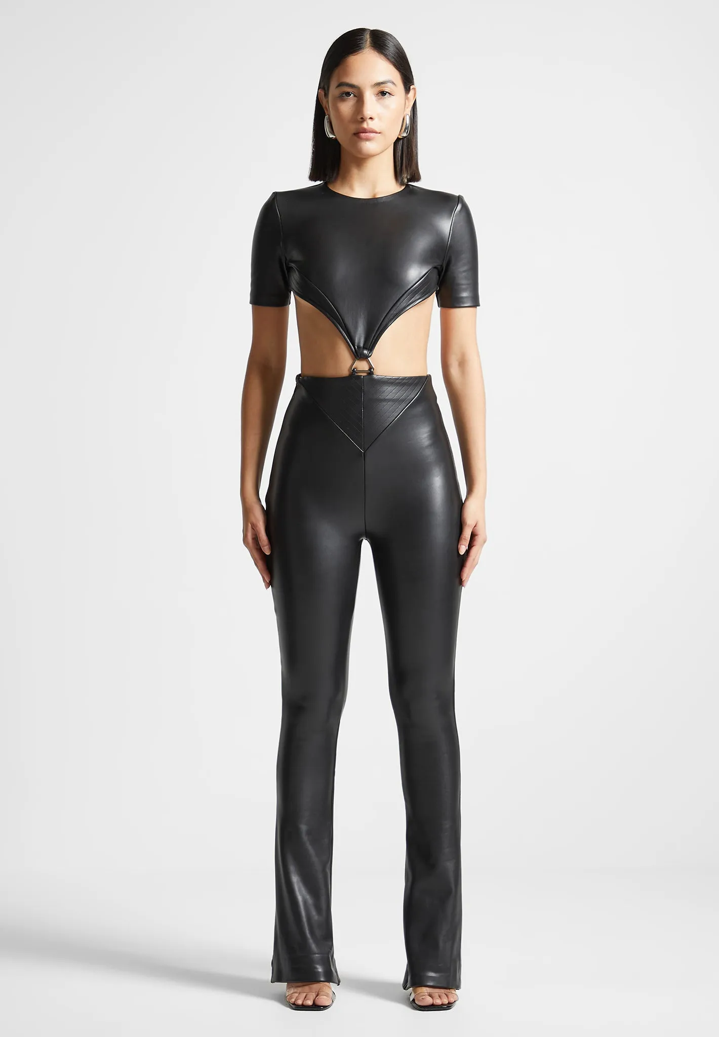 Leather Backless Jumpsuit - Black sold by Maniere De Voir product image thumbnail 3