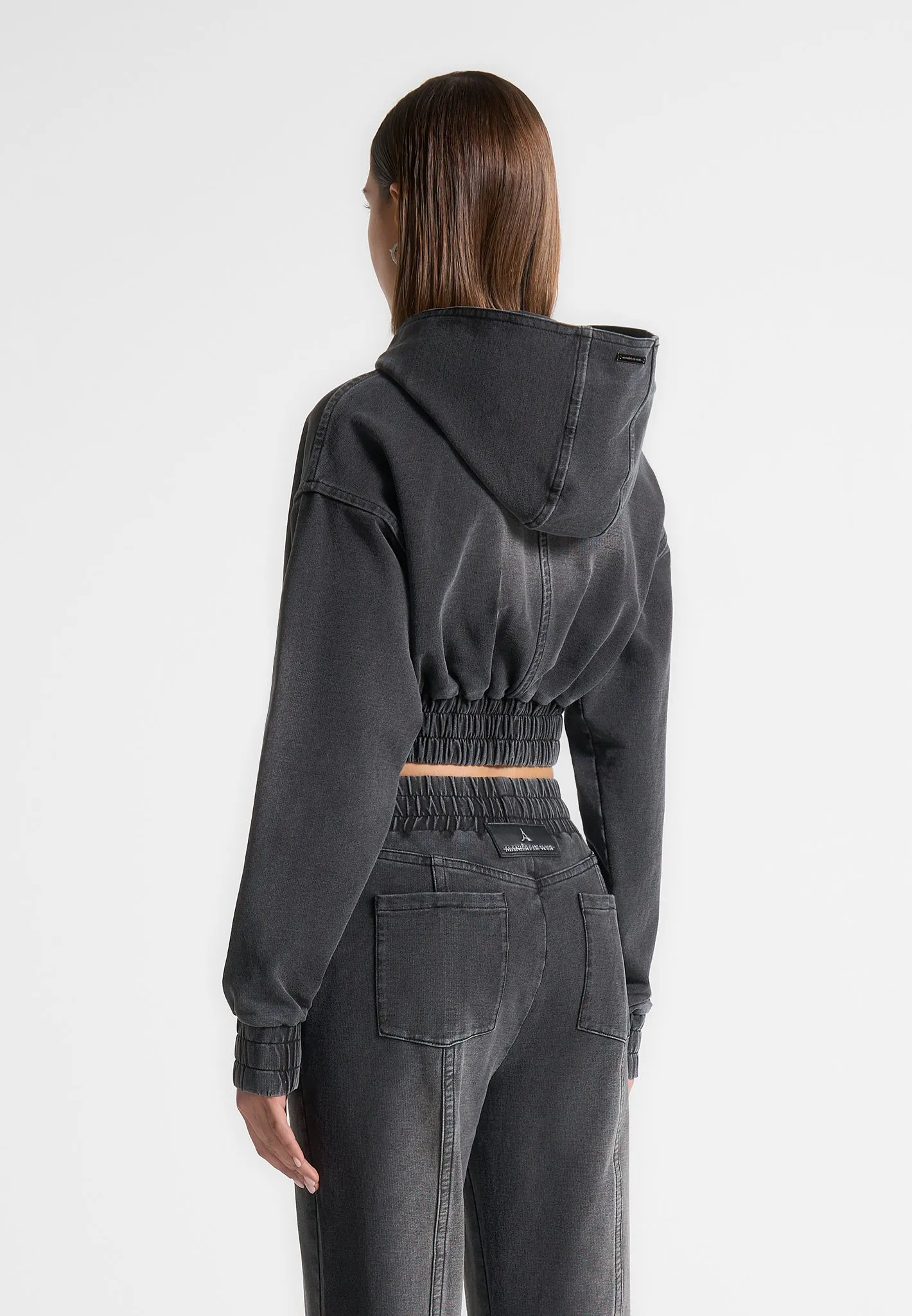 Washed Denim Jersey Hoodie - Washed Black sold by Maniere De Voir product image thumbnail 4