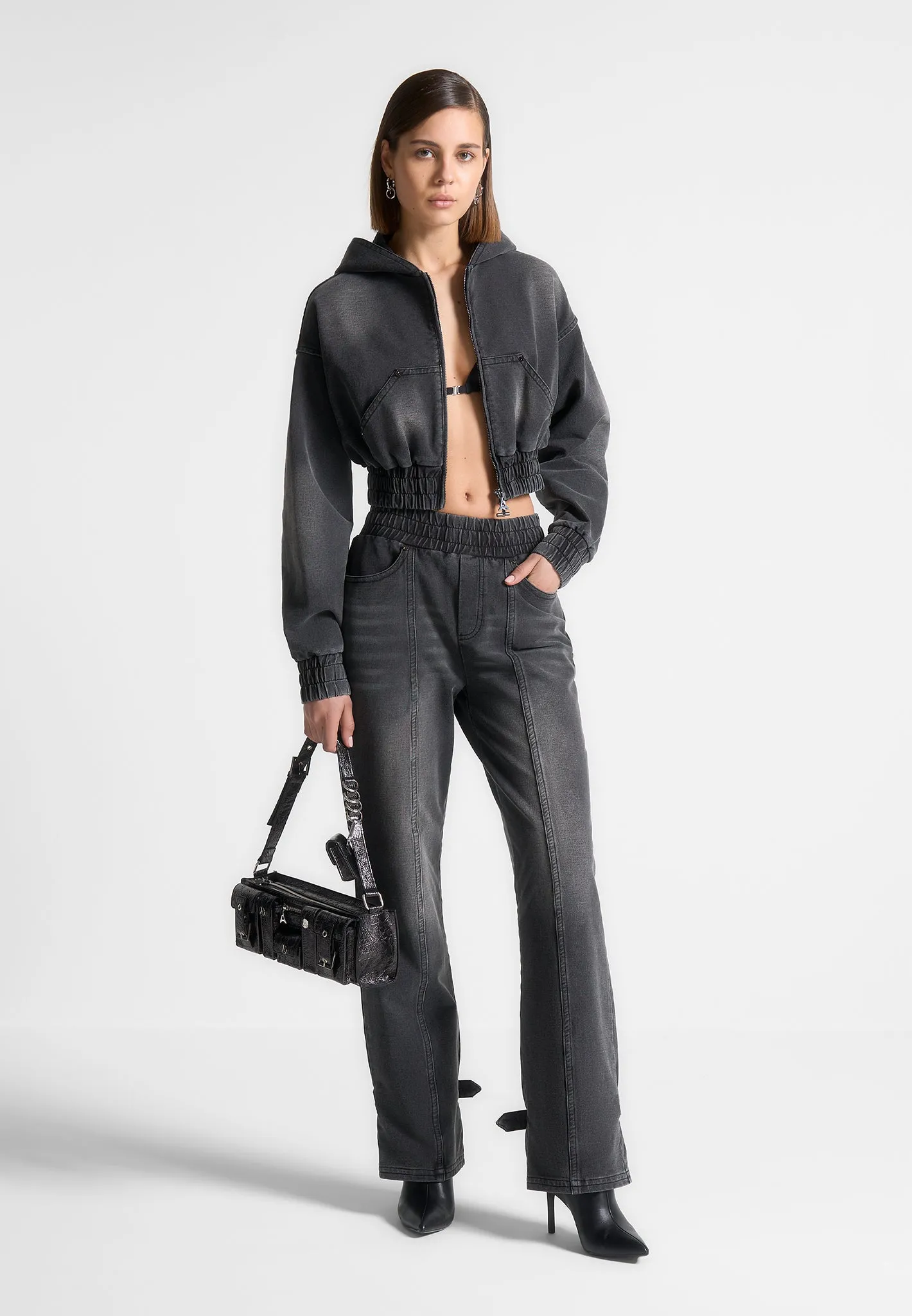 Washed Denim Jersey Hoodie - Washed Black sold by Maniere De Voir product image thumbnail 2