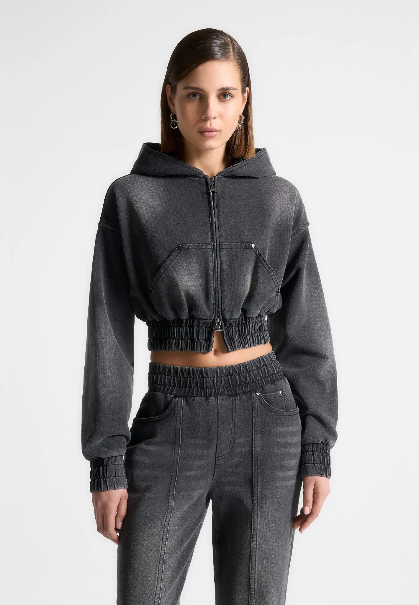 Washed Denim Jersey Hoodie - Washed Black sold by Maniere De Voir
