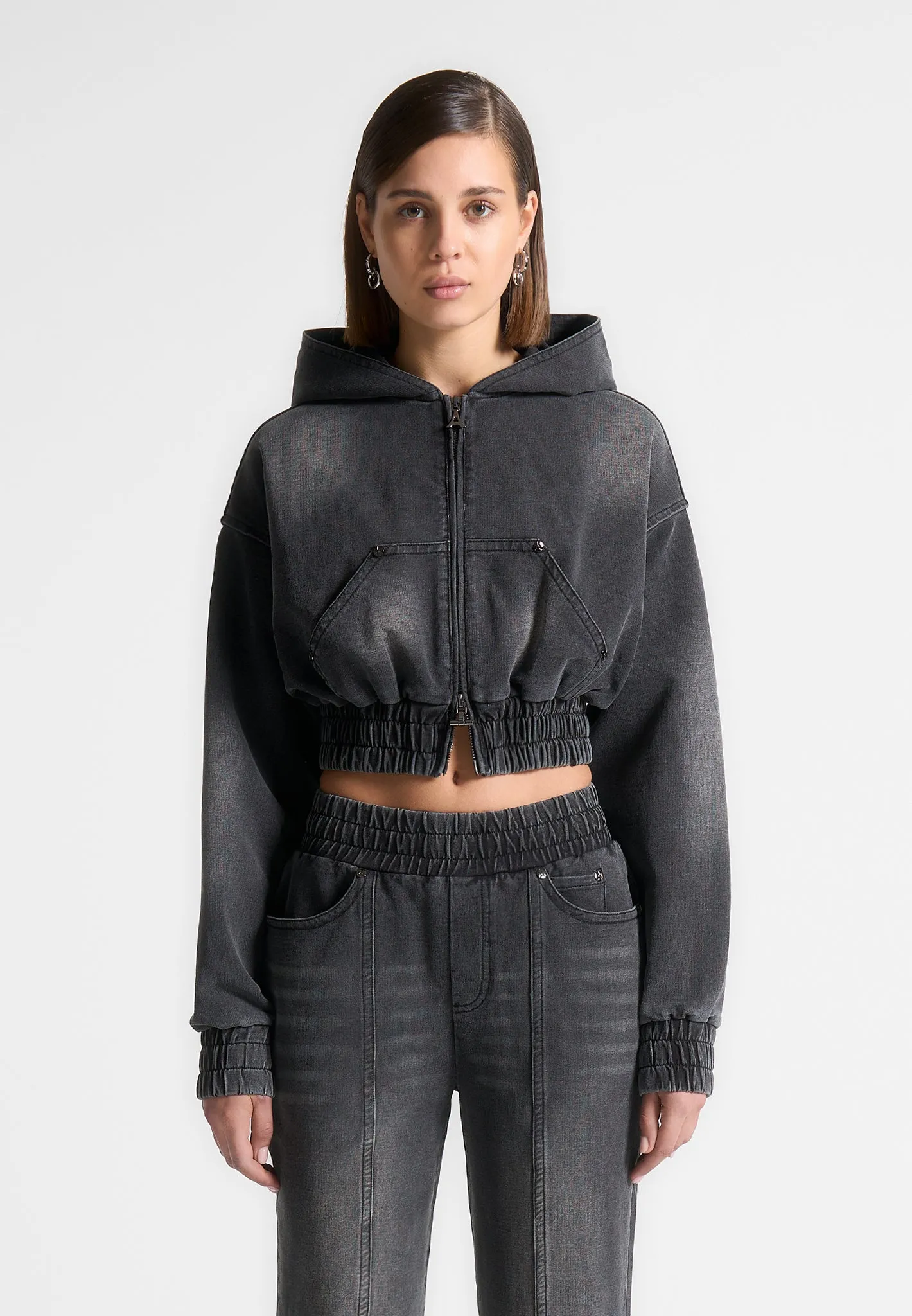 Washed Denim Jersey Hoodie - Washed Black sold by Maniere De Voir product image thumbnail 3