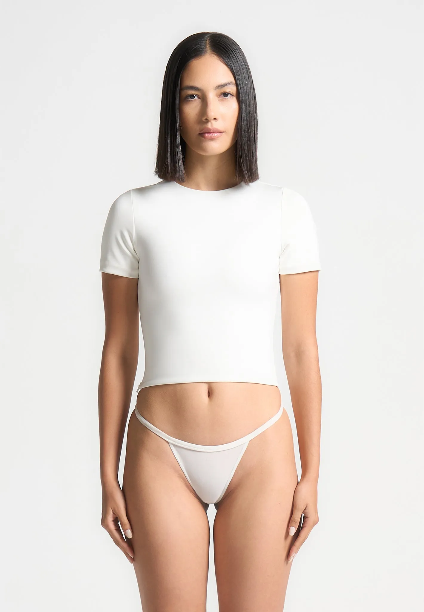 Léna - Double Layer Short Sleeve T Shirt - Off White sold by Maniere De Voir