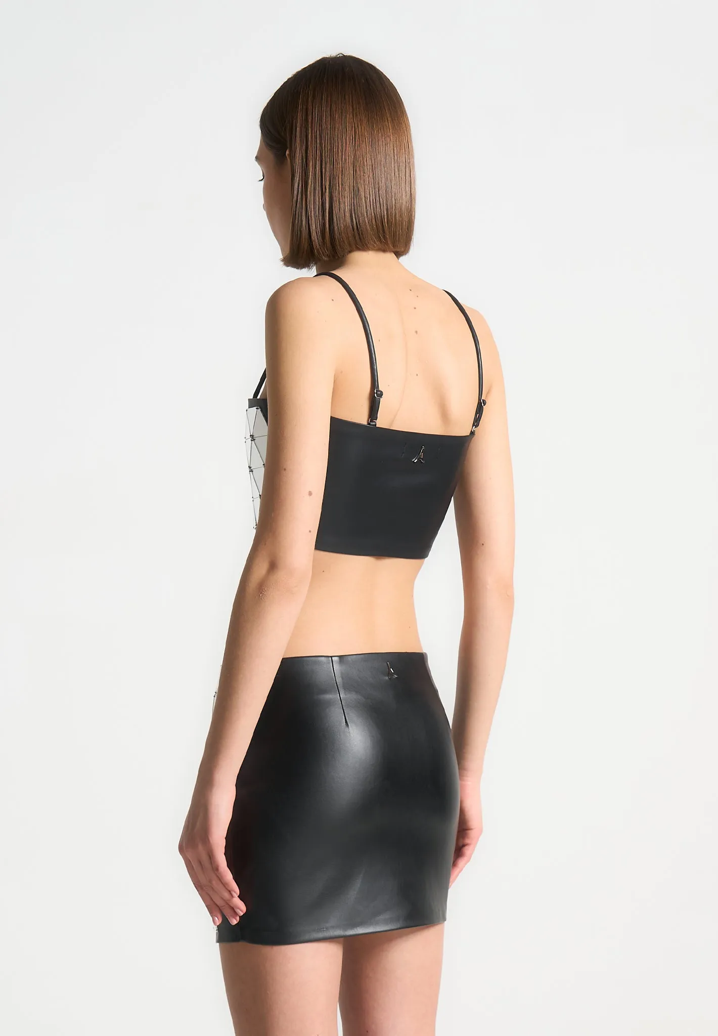 Leather Mirrored Bandeau Top - Silver/Black sold by Maniere De Voir product image thumbnail 4